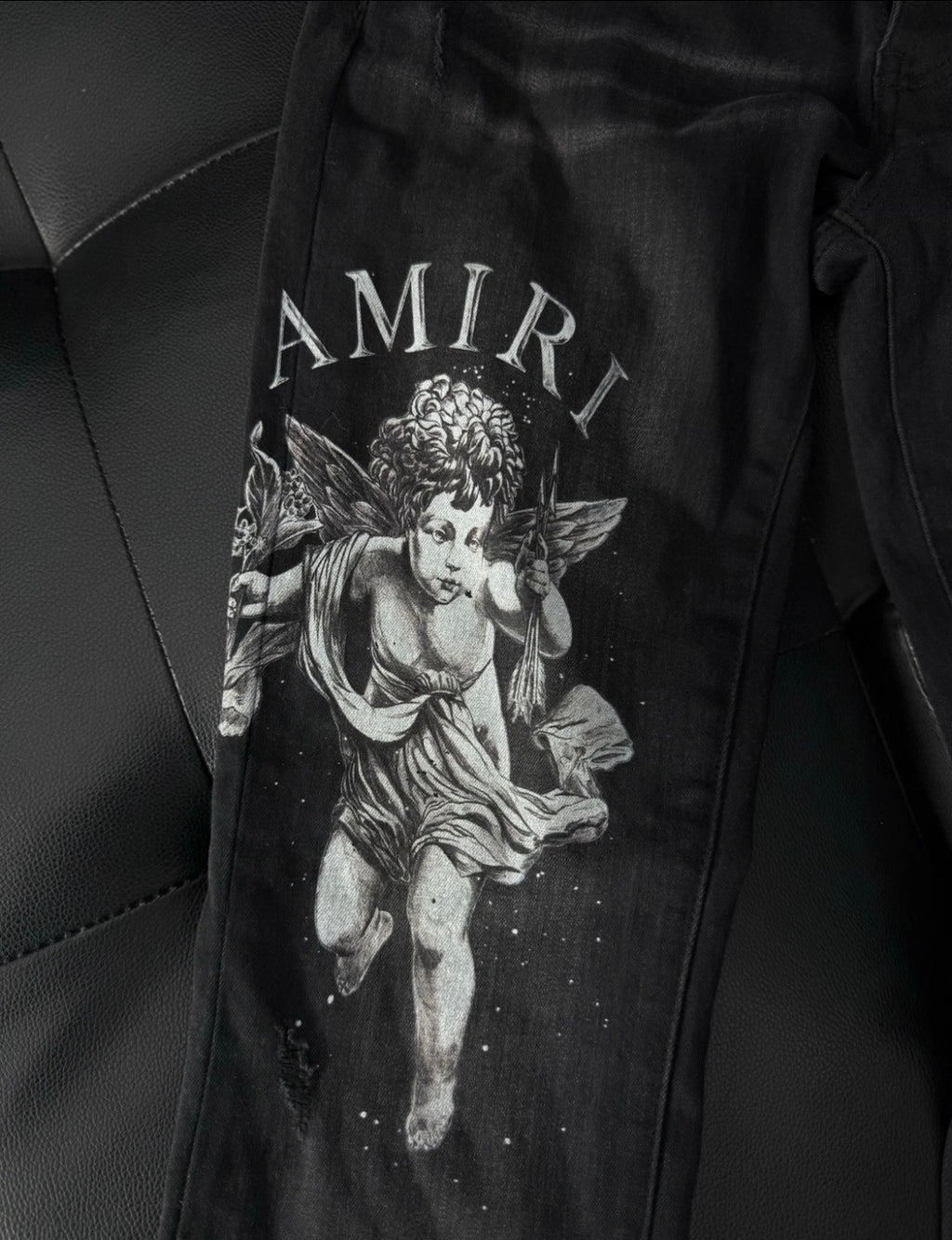 Amiri Black Angel Logo Jeans 100% Authentic Quick Shipping