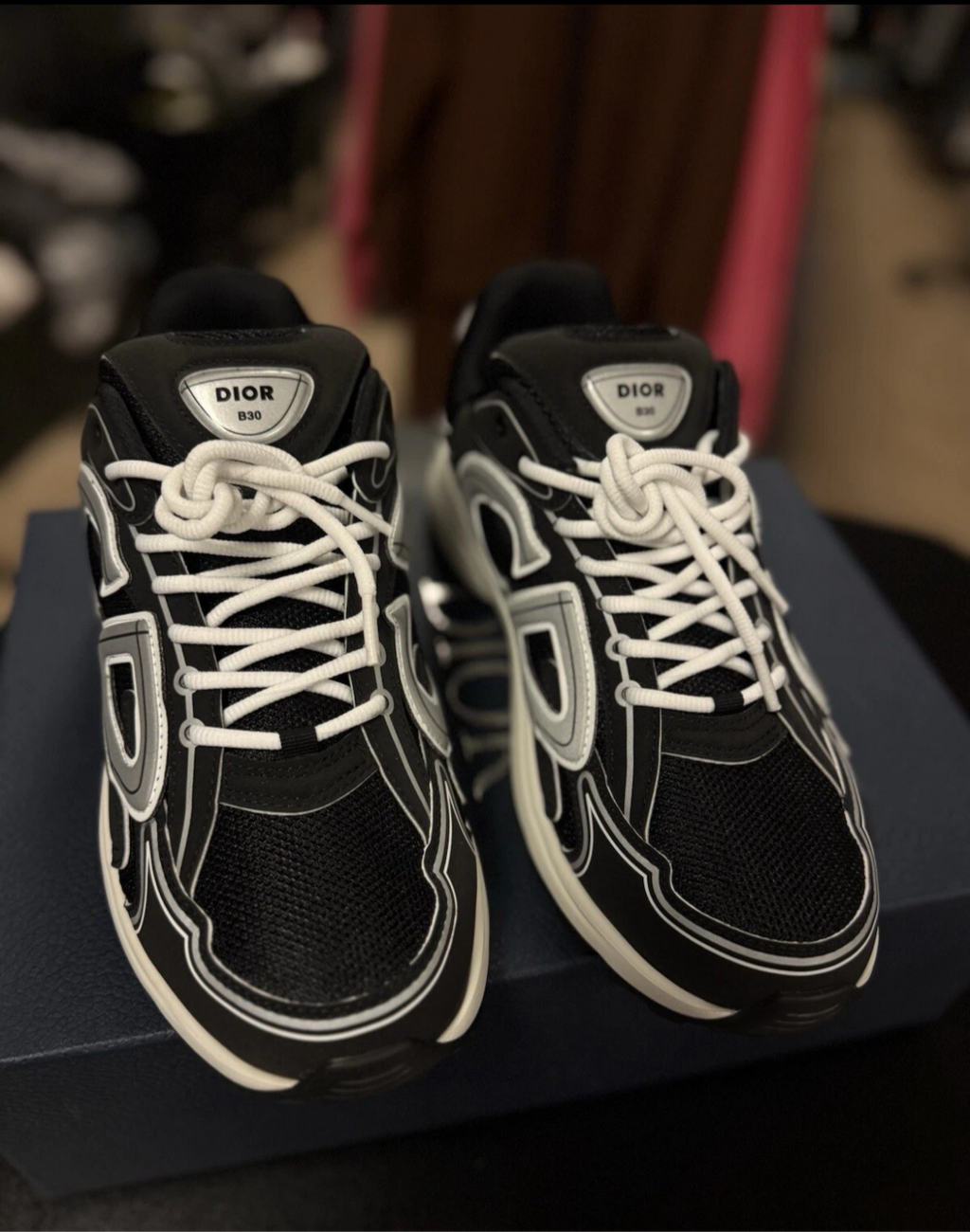 Dior B30 Reflective Sneaker 'Black White"